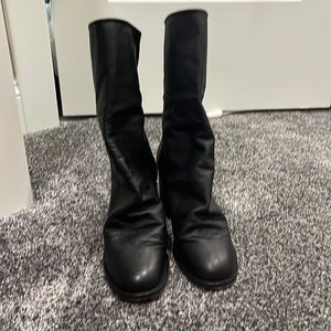 Free People Leather Elle Block Heel Boot in Black size 38EU Size 8